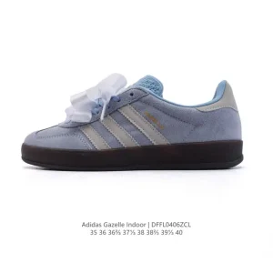 Adidas Originals Gazelle Indoor Retro Leather Sneakers with Gum Sole