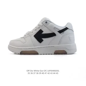Off-White Out Of Office Low Top Lace Up Fashion Sneaker with Arrows and Zip Tie