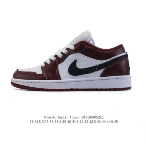 Air Jordan 1 Low Retro Classic Leather Basketball Shoes with Air Cushioning