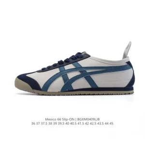 ASICS Onitsuka Tiger Mexico 66 Slip On Vintage Leather Comfort Sneakers