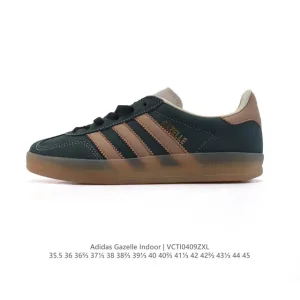 Adidas Originals Gazelle Indoor Retro Leather Sneakers with Gum Sole
