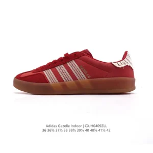 Adidas Originals Gazelle Indoor Retro Leather Sneakers with Gum Sole