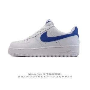 Nike Air Force 1 '07 Low White Leather Sneakers with Air Cushioning