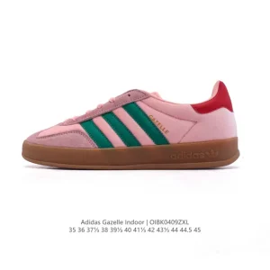 Adidas Originals Gazelle Indoor Retro Leather Sneakers with Gum Sole