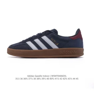 Adidas Originals Gazelle Indoor Retro Leather Sneakers with Gum Sole