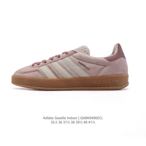 Adidas Originals Gazelle Indoor Retro Leather Sneakers with Gum Sole