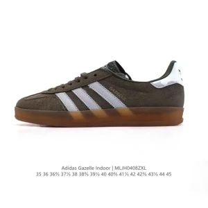 Adidas Originals Gazelle Indoor Retro Leather Sneakers with Gum Sole