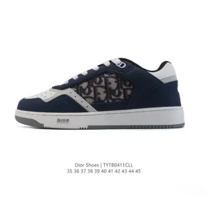 Dior Men's and Women's Low-Top Sneakers with Thick Sole for Casual Wear
