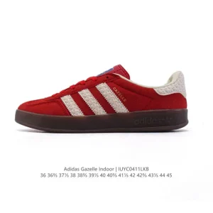 Adidas Originals Gazelle Indoor Retro Leather Sneakers with Gum Sole