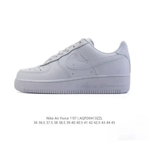 Nike Air Force 1 '07 Low White Leather Sneakers with Air Cushion