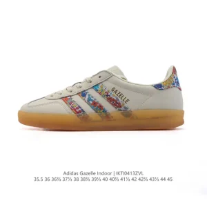 Adidas Originals Gazelle Indoor Retro Leather Sneakers with Gum Sole