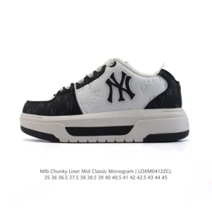 MLB Chunky Liner Mid Retro Streetwear Leather Sneakers