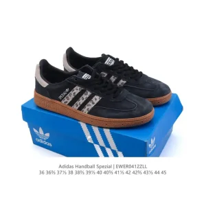Adidas Handball Spezial Vintage Leather Sneakers with Gum Sole