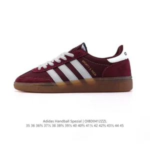 Adidas Handball Spezial Vintage Leather Court Shoes with Gum Sole
