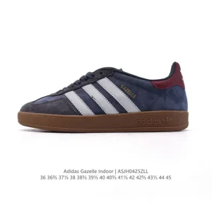 Adidas Originals Gazelle Indoor Retro Leather Sneakers with Gum Sole