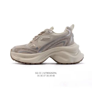 Gg Cc Luxury Women's Chunky Sneakers with 5cm Height Increase