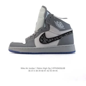 Jordan Dior AJ1 High OG White Grey Limited Edition Sneaker