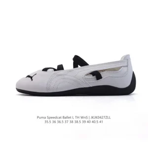 PUMA Speedcat Ballet Mary Jane Shoes for Women White Silver