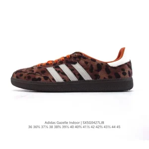 Adidas Originals Gazelle Indoor Retro Sneakers with Faux Fur Leopard Print