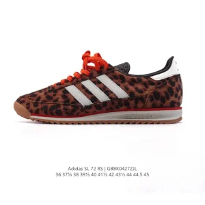 Adidas SL 72 Shoes Classic Retro Vintage Running Sneakers with Leopard Print