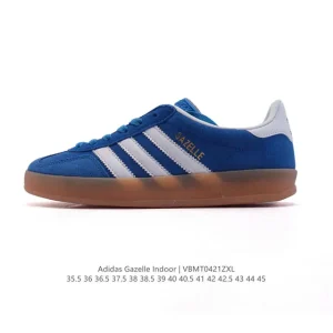 Adidas Originals Gazelle Indoor Retro Leather Sneakers with Gum Sole