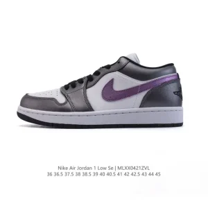 Jordan AJ1 Low Retro Black White Leather Sneakers