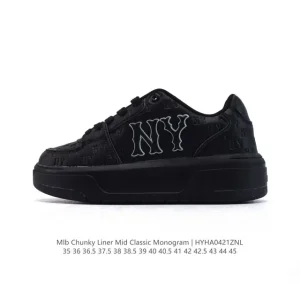 MLB Chunky Liner Mid Retro Streetwear Leather Sneakers