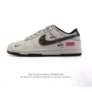 Nike Dunk Low Retro Classic Basketball Sneakers with Leather Upper