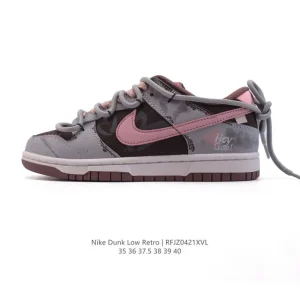 Nike Dunk Low Retro Vintage Basketball Sneakers with Dual Laces