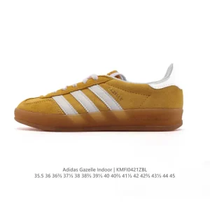 Adidas Originals Gazelle Indoor Retro Leather Sneakers with Gum Sole
