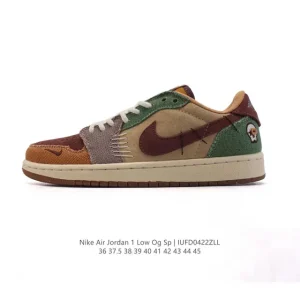 Jordan Zion Voodoo Low AJ1 Brown Patchwork Voodoo Doll Sneakers