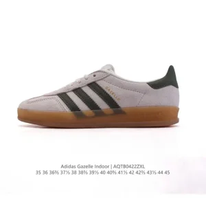 Adidas Originals Gazelle Indoor Retro Leather Sneakers with Gum Sole