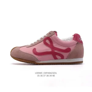 Loewe Ballet Runner Leather Fabric Sneaker Low Top Round Toe Lace Up