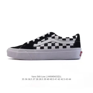 Vans Sk8 Low Checkerboard Leather Canvas Low Top Skate Shoes