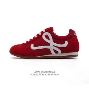 Loewe Ballet Runner Leather Fabric Low Top Lace Up Sneakers