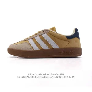 Adidas Originals Gazelle Indoor Retro Leather Sneakers with Gum Sole