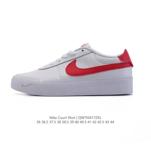 Nike Court Shot Men's and Women's Spring Casual Sneakers White Black Leather Low Top Shoes
