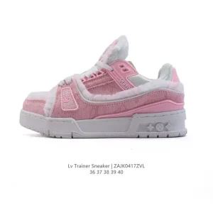 Louis Vuitton Trainer Sneaker Low Women's Fashion Thick Sole Canvas Shoes