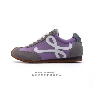 Loewe Ballet Runner Leather Fabric Sneaker Low Top Round Toe Lace Up
