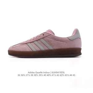 Adidas Originals Gazelle Indoor Retro Leather Sneakers with Gum Sole