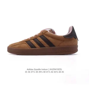 Adidas Originals Gazelle Indoor Retro Leather Sneakers with Gum Sole
