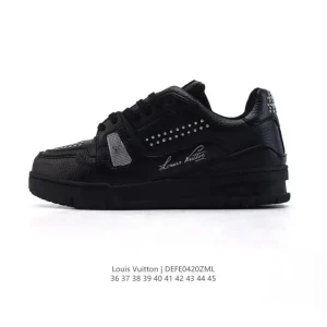 Louis Vuitton Trainer Low Sneaker White Leather Men Women Shoes
