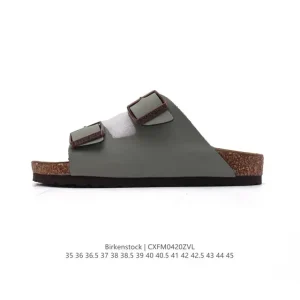 Birkenstock Soft Leather Slippers Sandals with Cork Rubber Sole