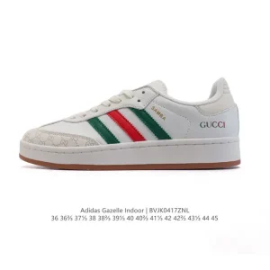 Adidas Originals Gazelle Indoor Retro Leather Sneakers with Gum Sole