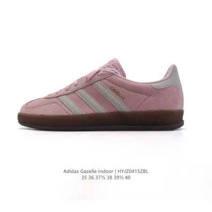 Adidas Originals Gazelle Indoor Retro Leather Sneakers with Gum Sole
