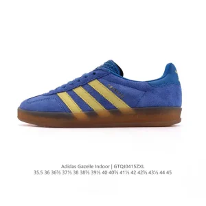Adidas Originals Gazelle Indoor Retro Leather Sneakers with Gum Sole