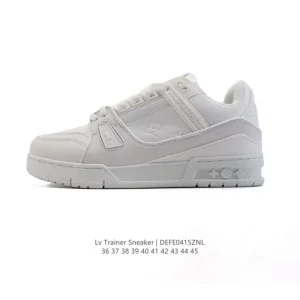 Louis Vuitton Trainer Low Sneaker White Leather Men Women Shoes