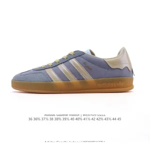 Adidas Originals Gazelle Indoor Retro Leather Sneakers with Gum Sole