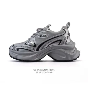 Gg Cc Luxury Chunky Sneakers for Women with 5cm Height Increase