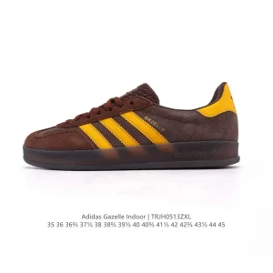 Adidas Originals Gazelle Indoor Retro Leather Sneakers Classic White Gum Sole